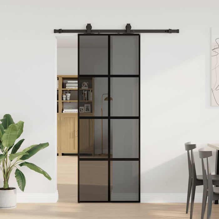 Ușă glisantă cu set feronerie neagră 76x205cm sticlă securizată - WALTI WALTI