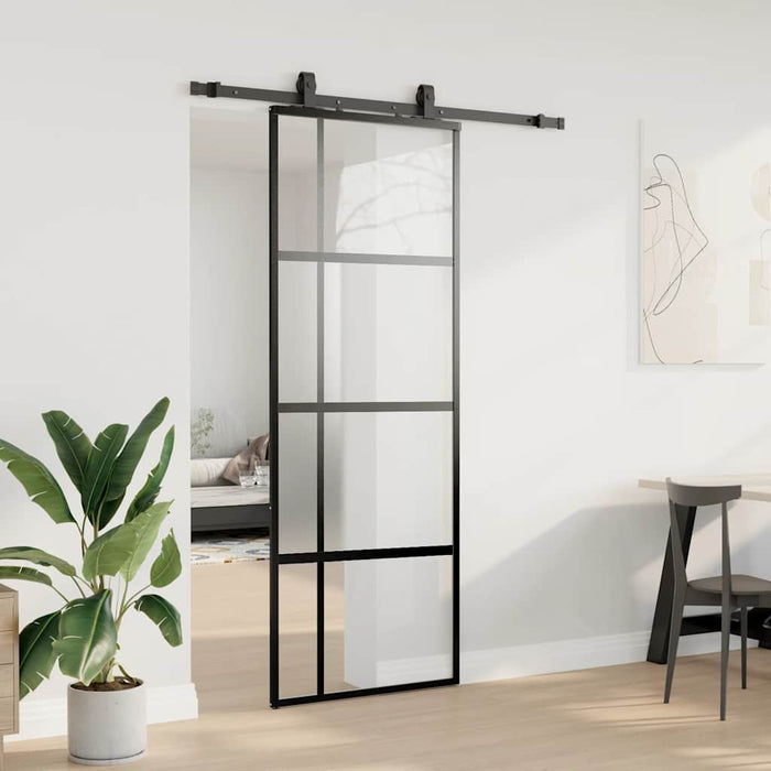Ușă glisantă cu set feronerie neagră 76x205cm sticlă securizată - WALTI WALTI