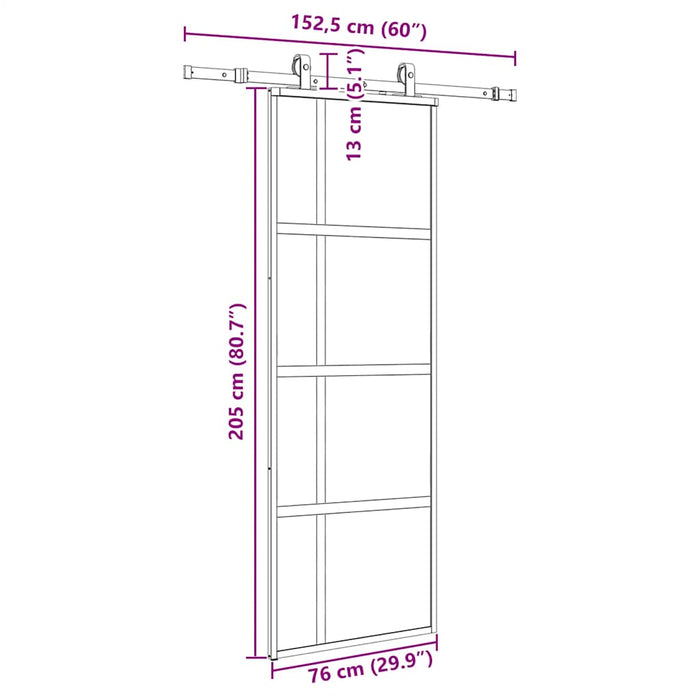 Ușă glisantă cu set feronerie neagră 76x205cm sticlă securizată - WALTI WALTI