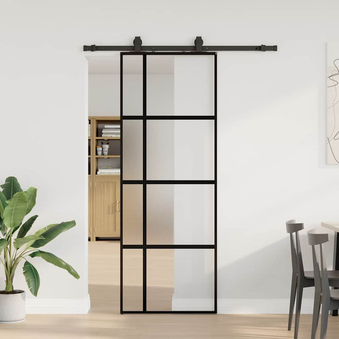 Ușă glisantă cu set feronerie neagră 76x205cm sticlă securizată - WALTI WALTI