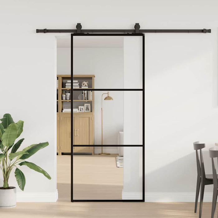 Ușă glisantă cu set de feronerie neagră 90x205 cm Sticlă ESG - WALTI WALTI