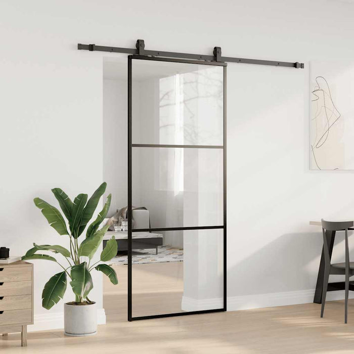 Ușă glisantă cu set de feronerie neagră 90x205 cm Sticlă ESG - WALTI WALTI