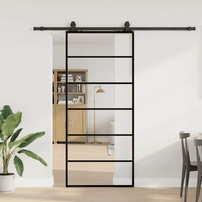 Ușă glisantă cu set de feronerie neagră 90x205 cm Sticlă ESG - WALTI WALTI