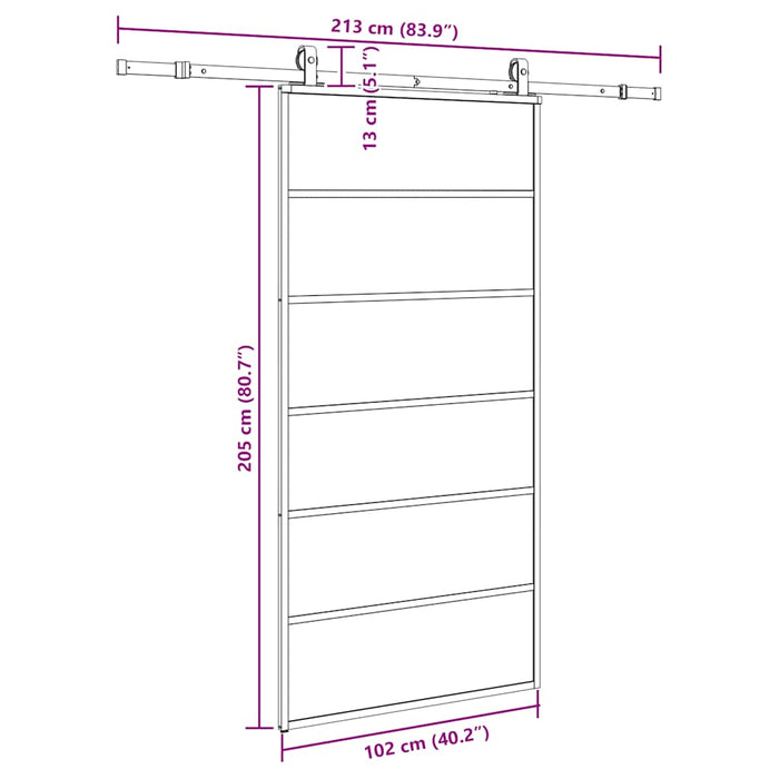 Ușă glisantă cu set de feronerie neagră 102x205 cm Sticlă ESG - WALTI WALTI