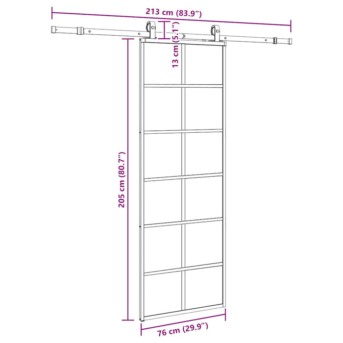 Ușă glisantă cu set de feronerie neagră 76x205 cm Sticlă ESG - WALTI WALTI