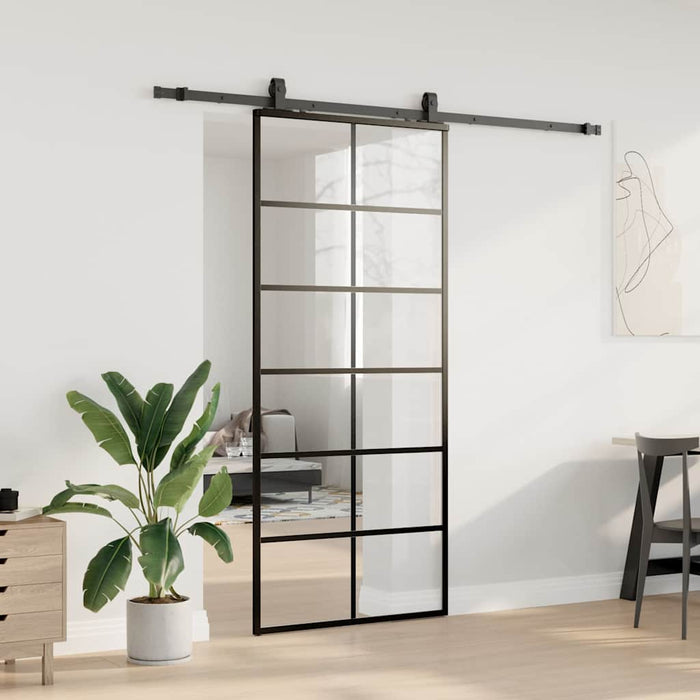 Ușă glisantă cu set de feronerie neagră 90x205 cm Sticlă ESG - WALTI WALTI