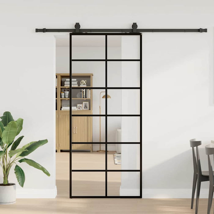 Ușă glisantă cu set de feronerie neagră 90x205 cm Sticlă ESG - WALTI WALTI