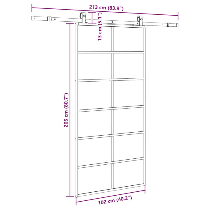Ușă glisantă cu set de feronerie neagră 102x205 cm Sticlă ESG - WALTI WALTI