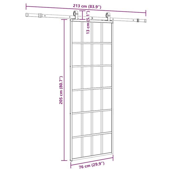 Ușă glisantă cu set de feronerie neagră 76x205 cm Sticlă ESG - WALTI WALTI