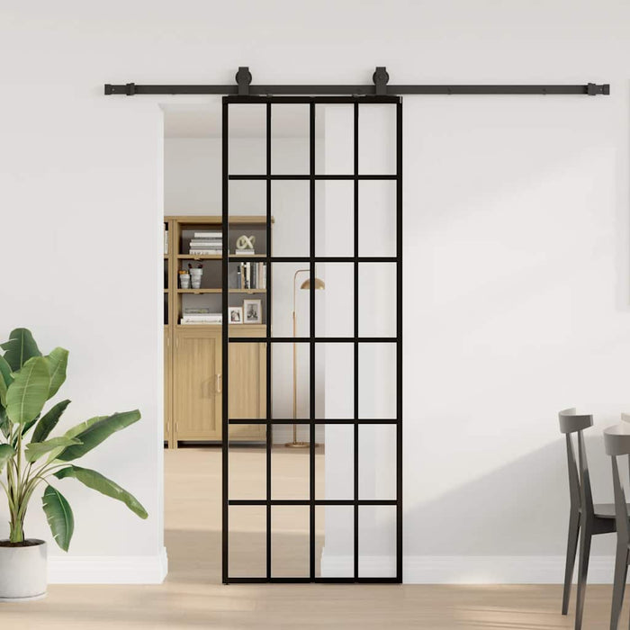 Ușă glisantă cu set de feronerie neagră 76x205 cm Sticlă ESG - WALTI WALTI
