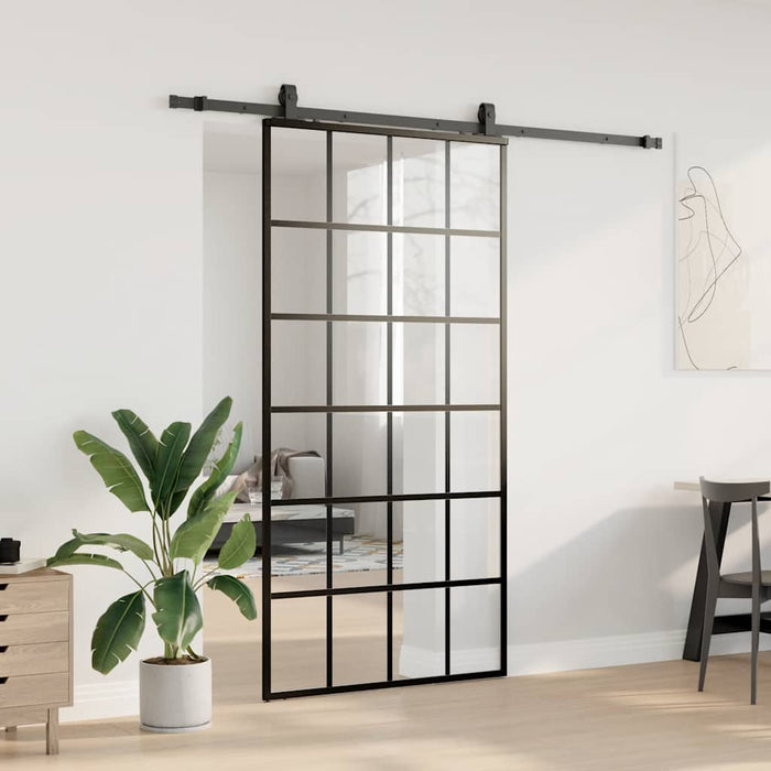 Ușă glisantă cu set de feronerie neagră 102x205 cm Sticlă ESG - WALTI WALTI