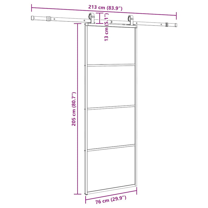 Ușă glisantă cu set de feronerie neagră 76x205 cm Sticlă ESG - WALTI WALTI