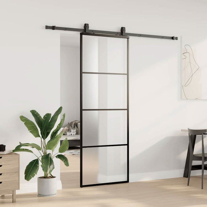 Ușă glisantă cu set de feronerie neagră 76x205 cm Sticlă ESG - WALTI WALTI