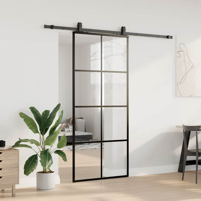 Ușă glisantă cu set de feronerie neagră 90x205 cm Sticlă ESG - WALTI WALTI