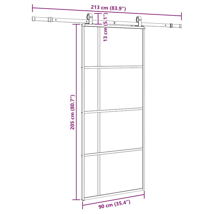 Ușă glisantă cu set de feronerie neagră 90x205 cm Sticlă ESG - WALTI WALTI