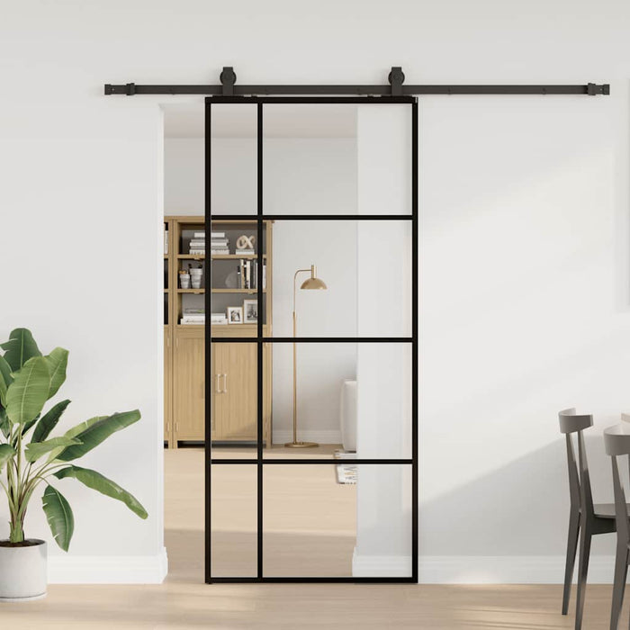 Ușă glisantă cu set de feronerie neagră 90x205 cm Sticlă ESG - WALTI WALTI