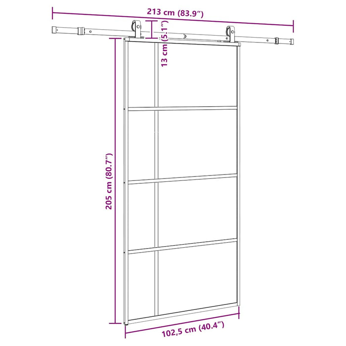 Ușă glisantă cu set de feronerie neagră 102,5x205 cm Sticlă ESG - WALTI WALTI