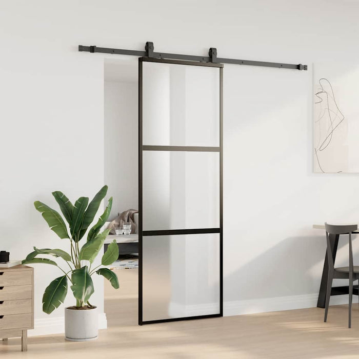 Ușă glisantă cu set feronerie neagră 76x205cm sticlă securizată - WALTI WALTI