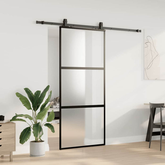 Ușă glisantă cu set feronerie neagră 90x205cm sticlă securizată - WALTI WALTI