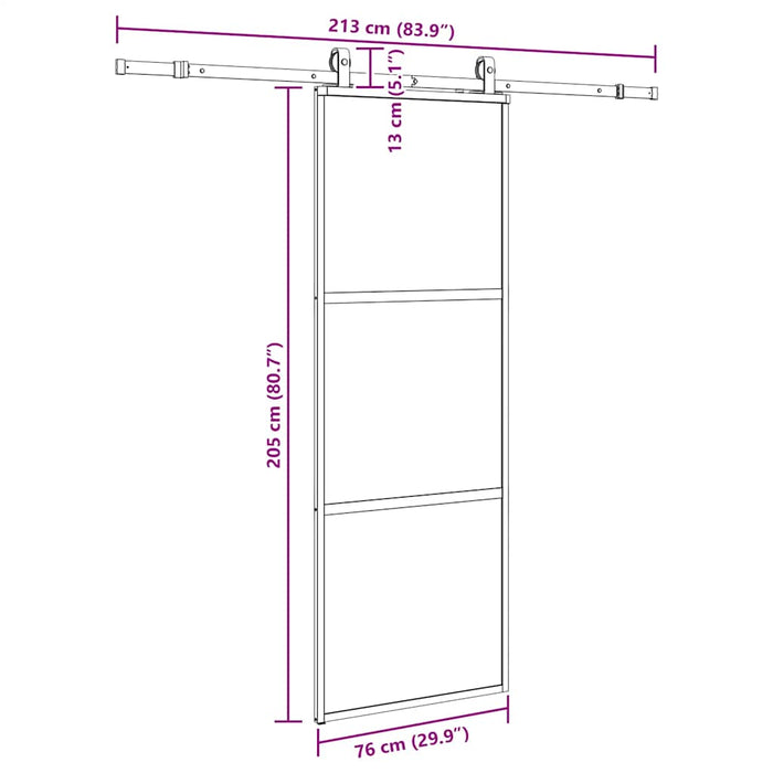 Ușă glisantă cu set feronerie neagră 76x205cm sticlă securizată - WALTI WALTI