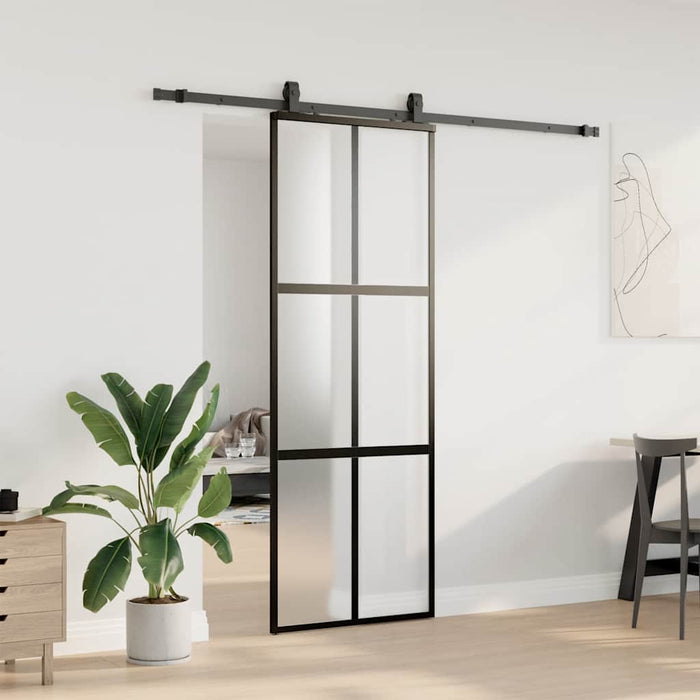 Ușă glisantă cu set feronerie neagră 76x205cm sticlă securizată - WALTI WALTI