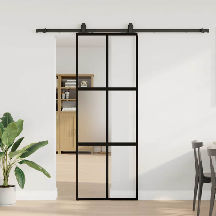Ușă glisantă cu set feronerie neagră 76x205cm sticlă securizată - WALTI WALTI