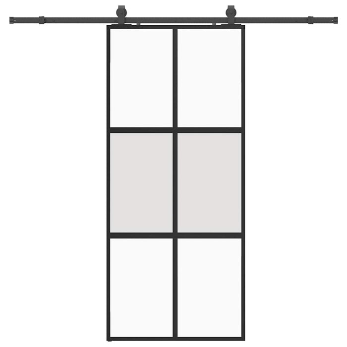 Ușă glisantă cu set feronerie neagră 90x205cm sticlă securizată - WALTI WALTI