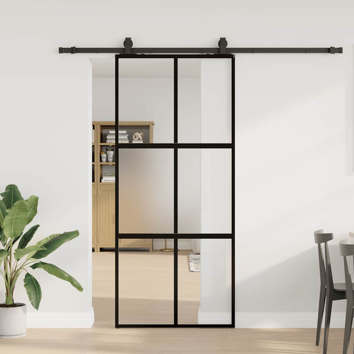 Ușă glisantă cu set feronerie neagră 90x205cm sticlă securizată - WALTI WALTI
