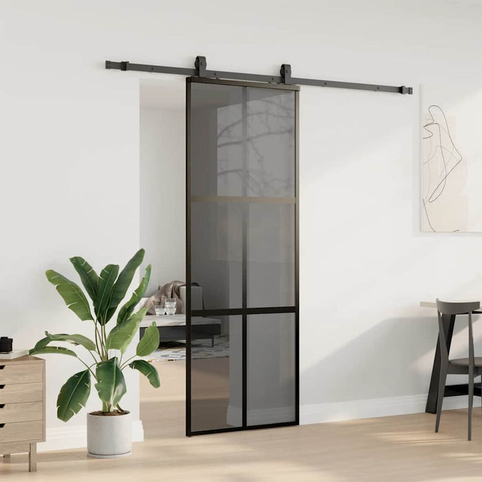 Ușă glisantă cu set feronerie neagră 76x205cm sticlă securizată - WALTI WALTI