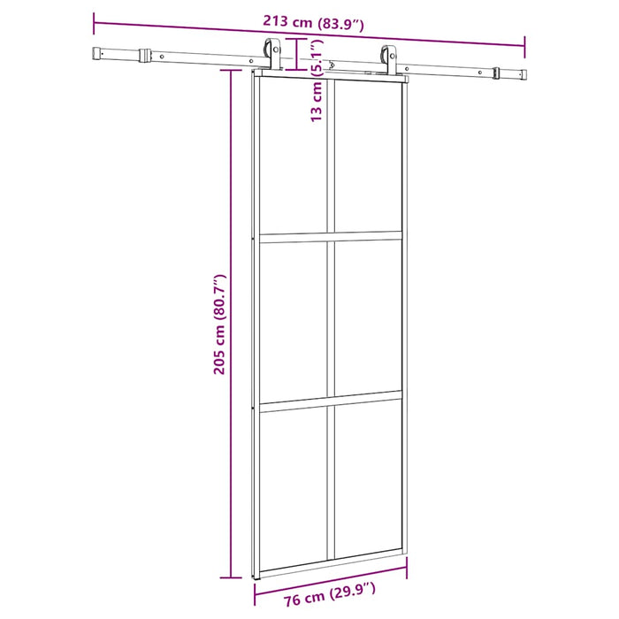 Ușă glisantă cu set feronerie neagră 76x205cm sticlă securizată - WALTI WALTI