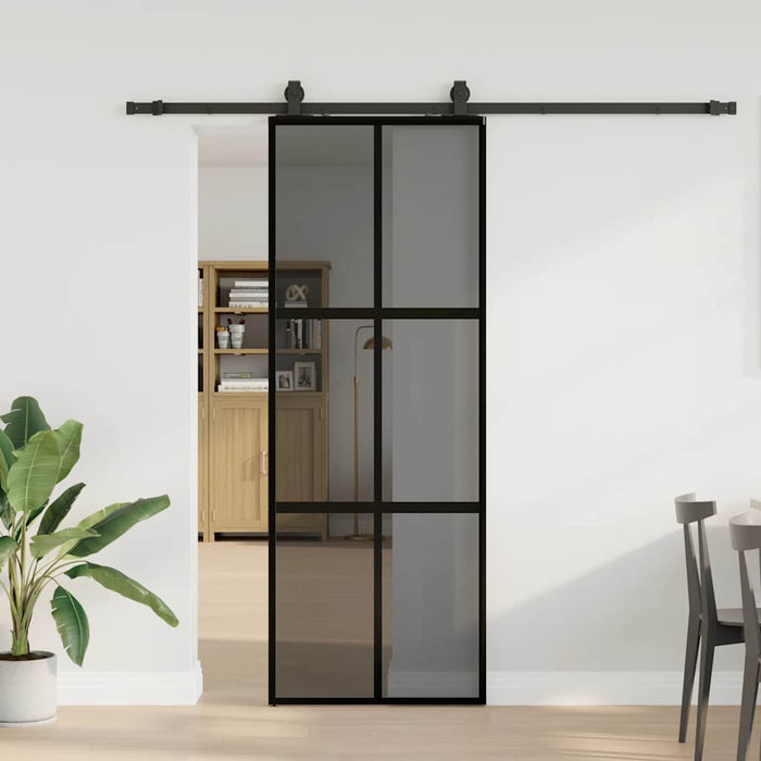 Ușă glisantă cu set feronerie neagră 76x205cm sticlă securizată - WALTI WALTI