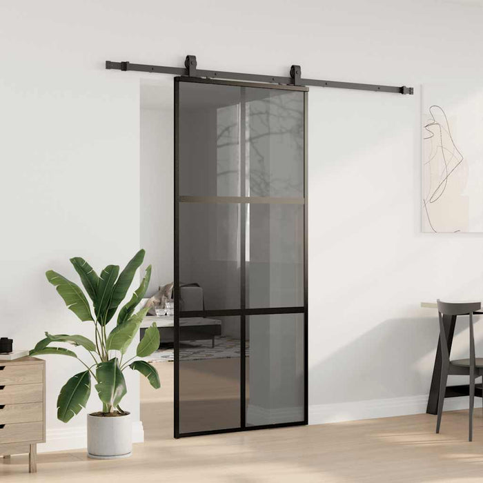 Ușă glisantă cu set feronerie neagră 90x205cm sticlă securizată - WALTI WALTI