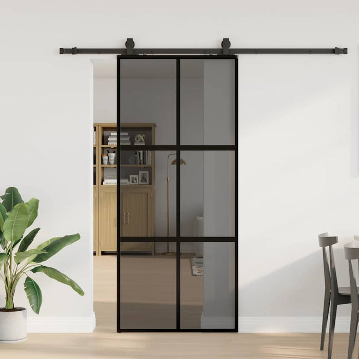 Ușă glisantă cu set feronerie neagră 90x205cm sticlă securizată - WALTI WALTI