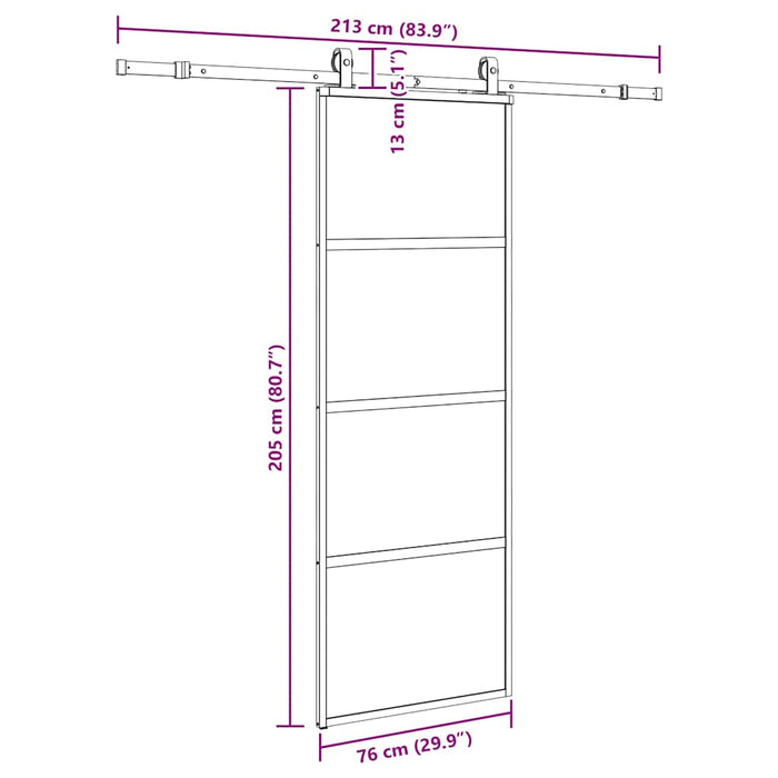 Ușă glisantă cu set feronerie neagră 76x205cm sticlă securizată - WALTI WALTI