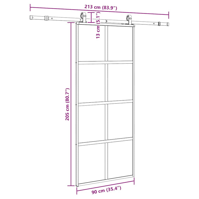 Ușă glisantă cu set feronerie neagră 90x205cm sticlă securizată - WALTI WALTI