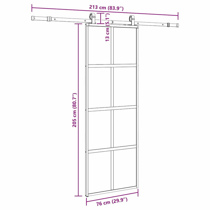 Ușă glisantă cu set feronerie neagră 76x205cm sticlă securizată - WALTI WALTI