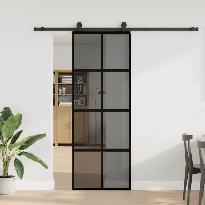 Ușă glisantă cu set feronerie neagră 76x205cm sticlă securizată - WALTI WALTI
