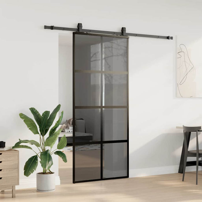 Ușă glisantă cu set feronerie neagră 90x205cm sticlă securizată - WALTI WALTI