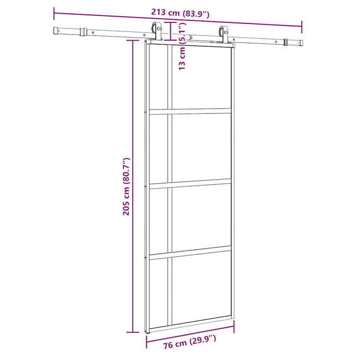 Ușă glisantă cu set feronerie neagră 76x205cm sticlă securizată - WALTI WALTI
