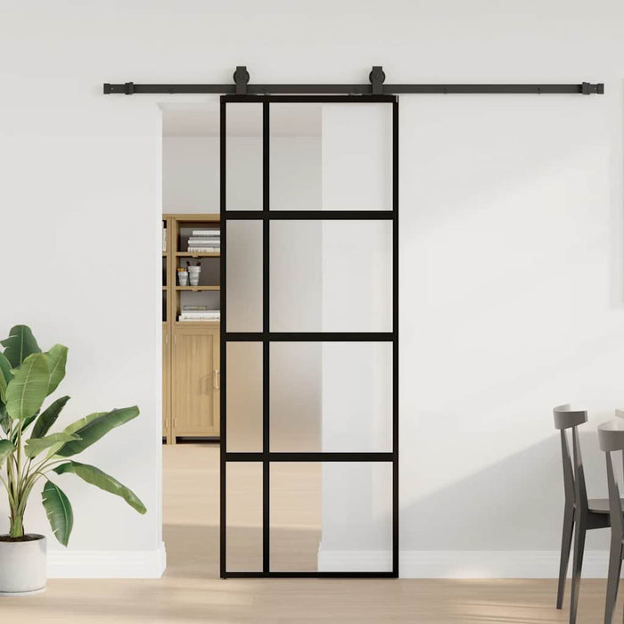 Ușă glisantă cu set feronerie neagră 76x205cm sticlă securizată - WALTI WALTI