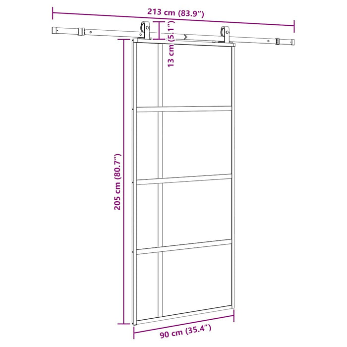 Ușă glisantă cu set feronerie neagră 90x205cm sticlă securizată - WALTI WALTI