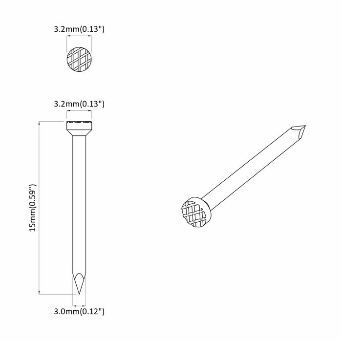 Cuie pentru Lemn 12 pcs Argintiu Ø 3 x 15 mm Metal - WALTI WALTI