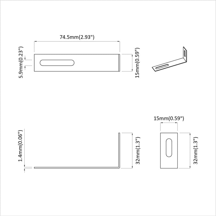 Bracket anti-tiltare 12 pcs Argintiu 74,5 x 15 x 32 mm Fier - WALTI WALTI