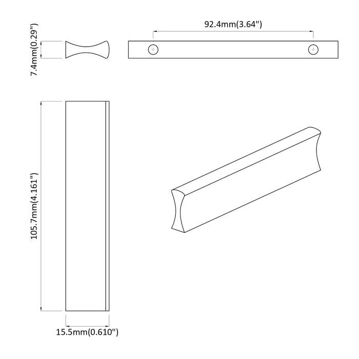 Mânere Simplu 828 pcs Argintiu 105.7 x 7.4 x 15.5 mm Aluminiu WALTI