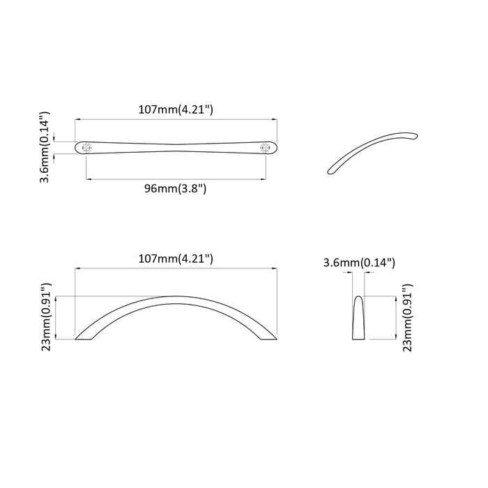 Mânere 2 pcs Argintiu 107 x 3.6 x 23 mm Oţel inoxidabil - WALTI WALTI