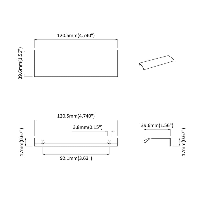 Mânere 725 pcs Negru 120 x 39.6 x 17 mm Aluminiu - WALTI WALTI
