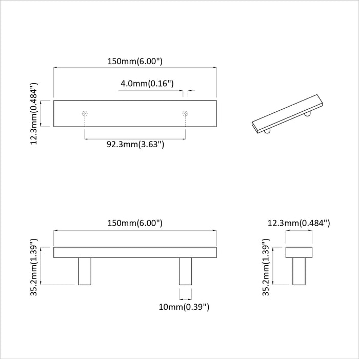 Mâner pentru Dulap 2 pcs Negru 150 x 12,3 x 35,2 mm - WALTI WALTI