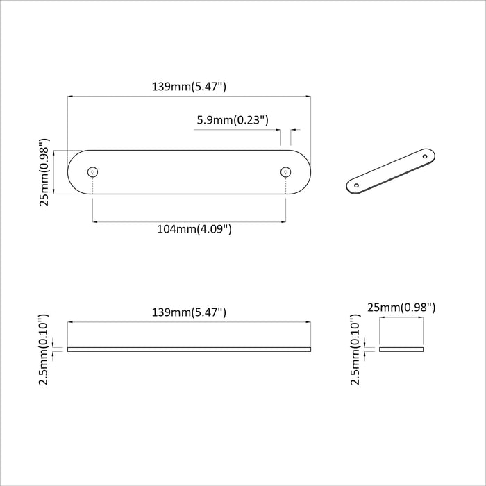 Mânere pentru dulap 2 pcs Maro 140 x 25 x 2,3 mm PU - WALTI WALTI