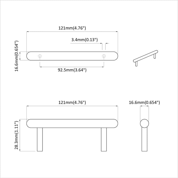 Mâner pentru Dulap 474 pcs Negru 121 x 16.6 x 28.3 mm Fier WALTI