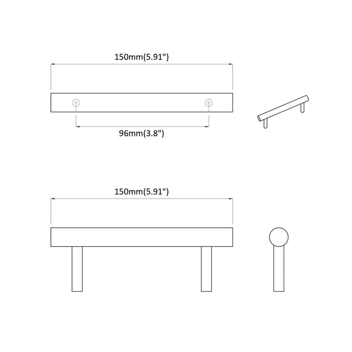 Mâner pentru Dulap 12 pcs Auriu 150 mm Oţel inoxidabil - WALTI WALTI